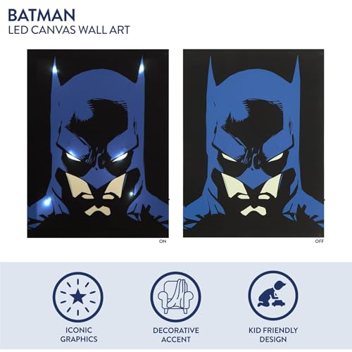 Idea Nuova Batman LED Wall Art115x1575 Childrens Hanging Dcor LightUp Artwork for Kids Rooms - Image 3