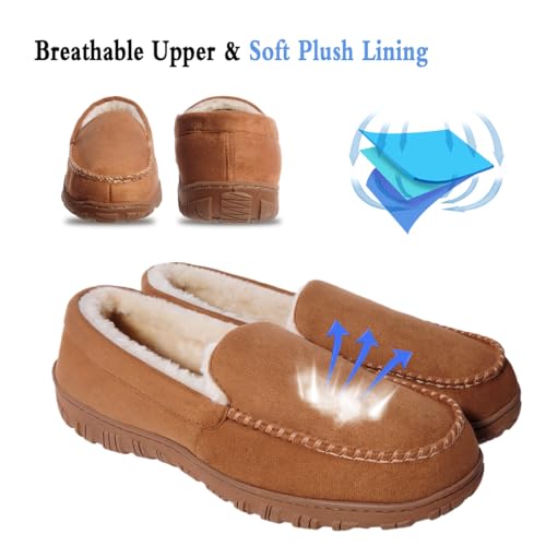shoeslocker Mens Slippers Warm House Slippers for Men Indoor Outdoor Beige Size 11 - Image 4