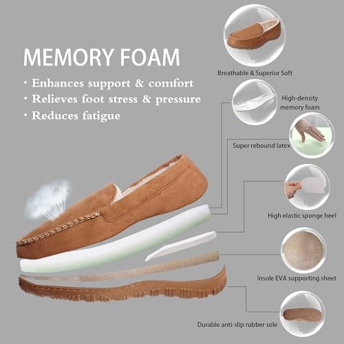 shoeslocker Mens Slippers Warm House Slippers for Men Indoor Outdoor Beige Size 11 - Image 2