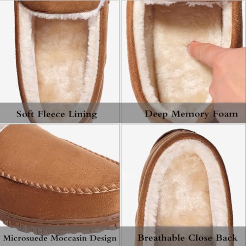 shoeslocker Mens Slippers Warm House Slippers for Men Indoor Outdoor Beige Size 11 - Image 3