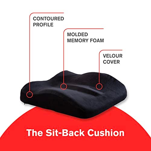 ObusForme Sit-Back Cushion – Seat Cushion and Posture Support, Contoured Ergonomic Design for Soothing Relief, Memory Foam Lumbar Support Pillow for Office Chairs and More - Image 2