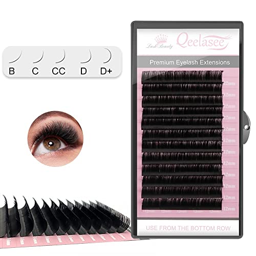 Qeelasee 007 Thickness D Curl Mix161718mm Volume Mink Eyelash Extensions Silk Individual Lash Extensions Semipermanent Pure Korean Silk lashes Soft Application for Professional Salon Use - Image 1