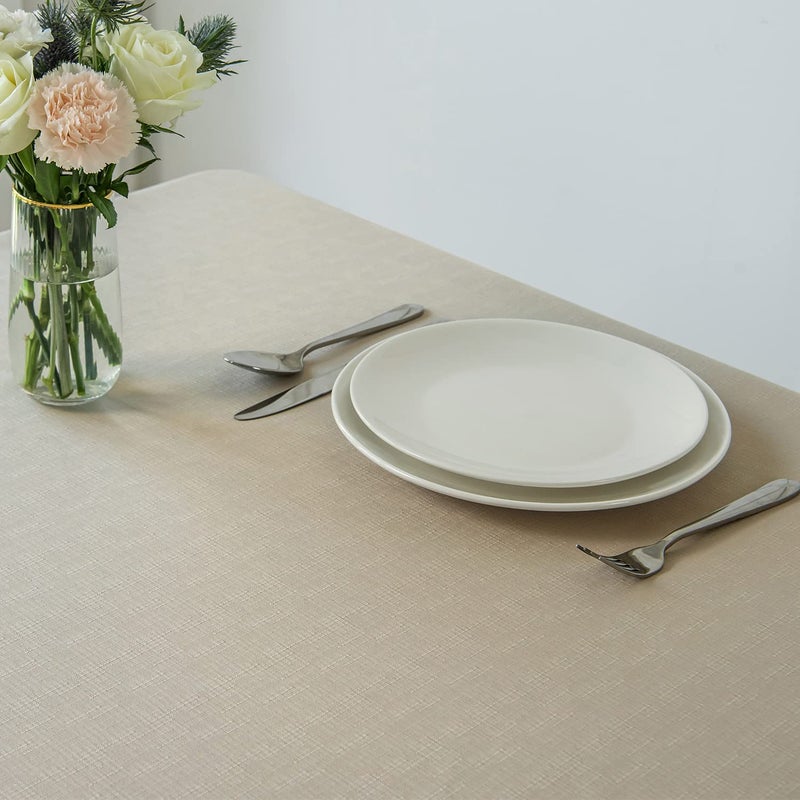 maxmill Square Jacquard Tablecloth Waterproof Spillproof Wrinkle Resistant Soft Slubby Texture Washable Table Cloth for Dinner  Dining Room Party  Indoor and Outdoor Use  60 x 60 Inch  Natural - Image 3