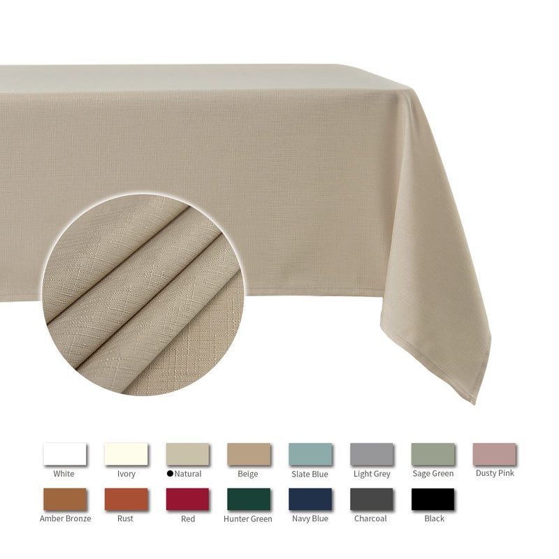 maxmill Square Jacquard Tablecloth Waterproof Spillproof Wrinkle Resistant Soft Slubby Texture Washable Table Cloth for Dinner  Dining Room Party  Indoor and Outdoor Use  60 x 60 Inch  Natural - Image 4