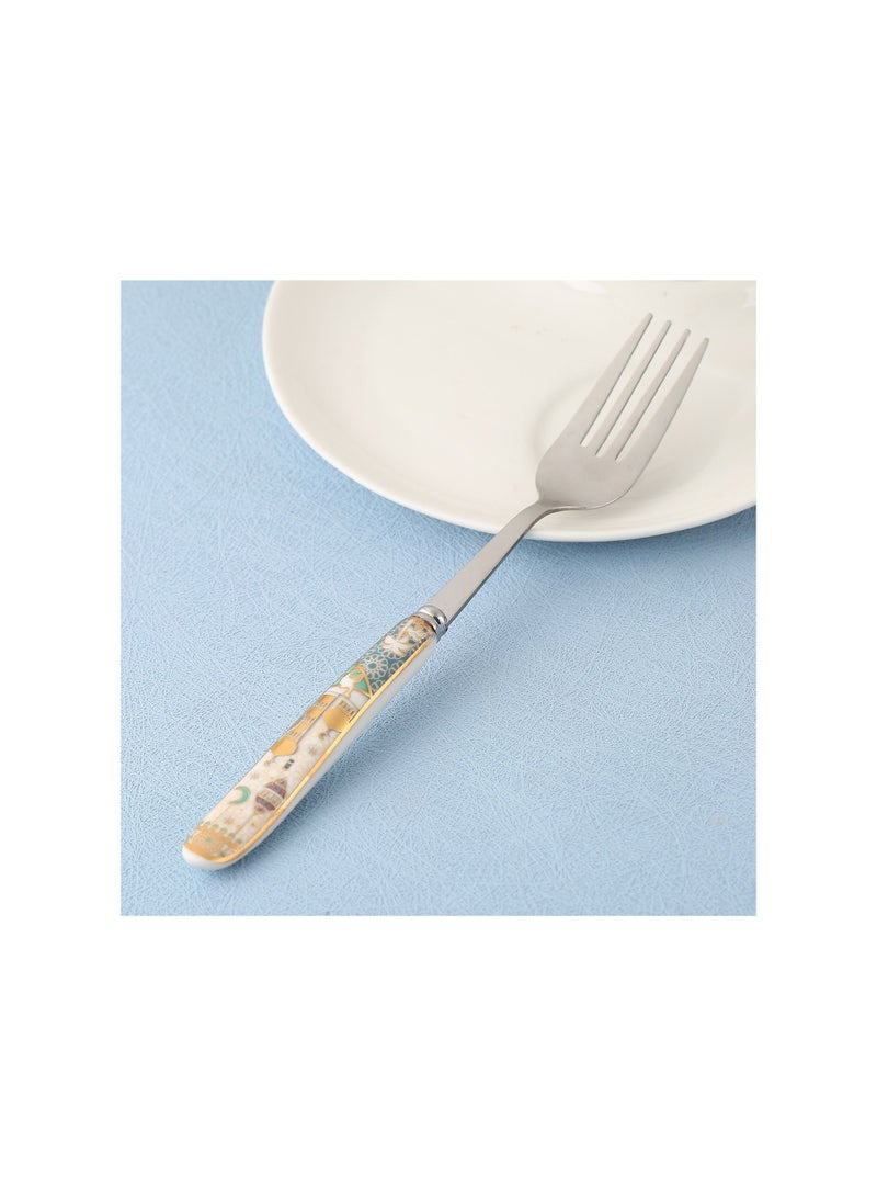 Liying 6Pcs Ramadan Designed Dinner Fork (B) , Gold plasted design Plating Stainless Steel 18.5x2.5x18.5cm Spoons for noondle Spoon, Dinner Spoons, Easy To Clean, Dishwasher Safe  - Image 2