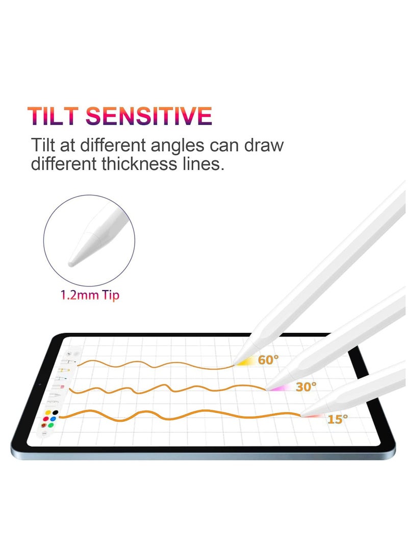 2025 iPad Pencil for iPad 2018 & Later - Stylus Pen with Magnetic Charging, Tilt Sensitivity, Battery Display - Fast Charging(Compatible with iPad Pro/Air/Mini, Just for Apple) - Image 4