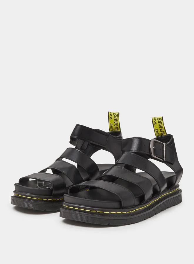 Black Buckle Strap Flatform Sandals