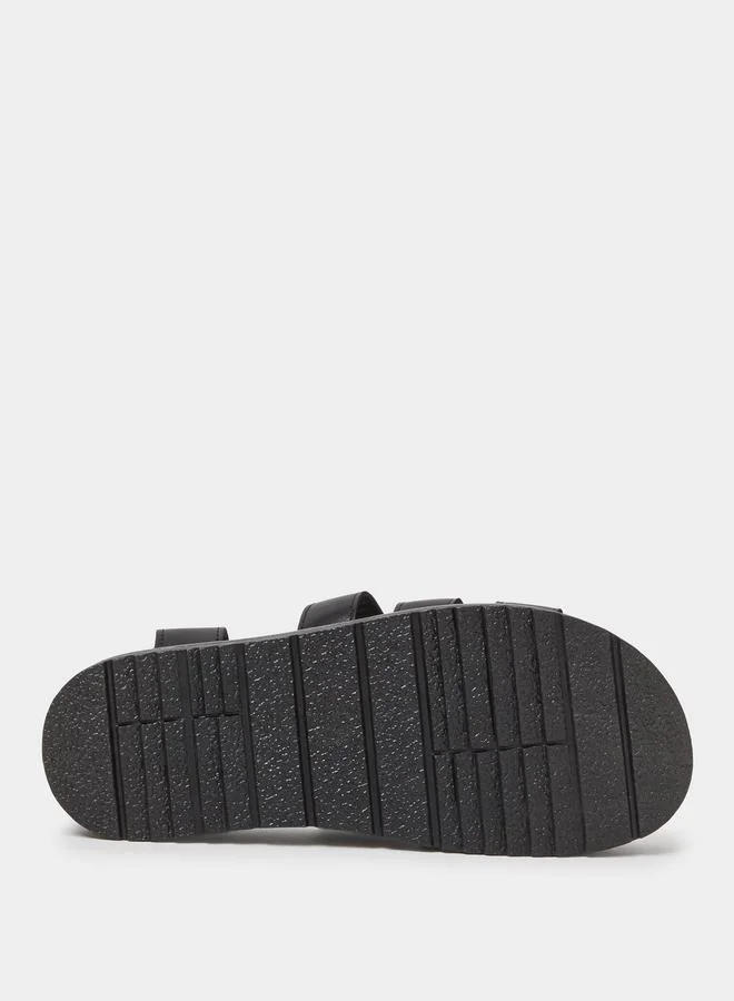 Take Two  Black Buckle Strap Flatform Sandals for Women | Best Price UAE