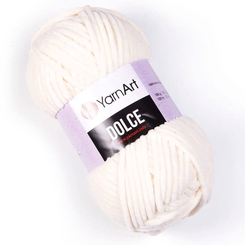 YarnArt Yarn Art Dolce Yarn 100 MicroPolyester Velvet Blanket Amigurumi Super Bulky 6 Baby Chenille Yarn 1 Skein 745LIGHT Cream
