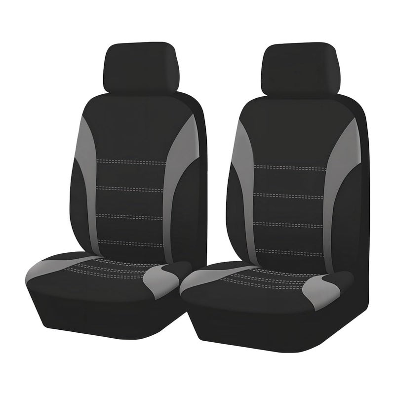 ZIMISI 2PCS Car Front Seat Covers, Comfortable Breathable Automotive Seat Covers with Removable Headrest Cover, Sporty Car Seat Protector Cushion for Cars, Trucks, SUVs (Grey) - Image 1