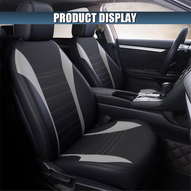 ZIMISI 2PCS Car Front Seat Covers, Comfortable Breathable Automotive Seat Covers with Removable Headrest Cover, Sporty Car Seat Protector Cushion for Cars, Trucks, SUVs (Grey) - Image 5