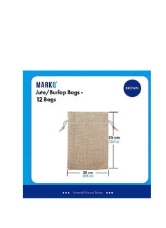 MARKQ [Pack of 12] Burlap Bags with Drawstring | 25 x 35 cm Hessian Jute Bags for Wedding Party Favors, Candy and Jewelry Pouches | Gift Bags | Drawstring Bag | Small Bag | Jute Bag  - Image 2