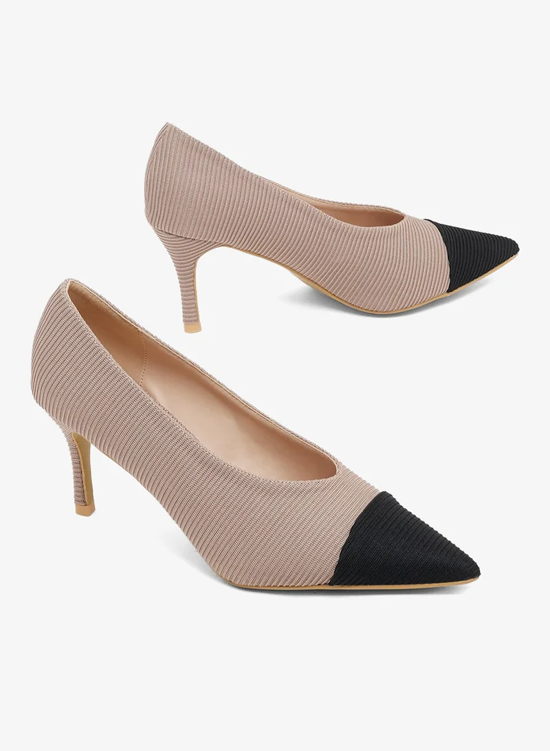 Ella NUDE Pointed Toe Pumps With Mid Heel for Women | Best Price UAE