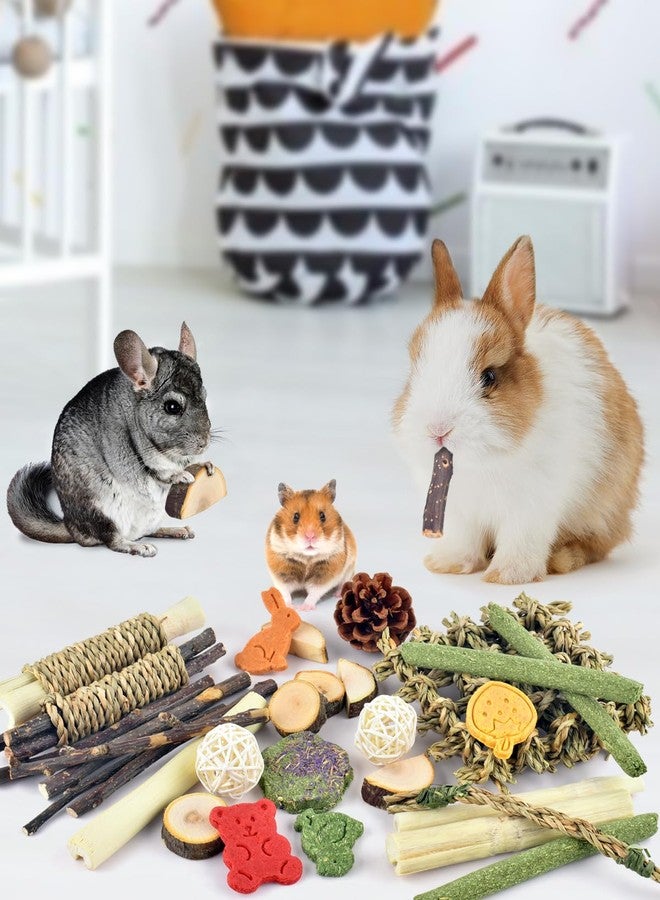 Bissap Rabbit Chew Toy, Natural Bunny Treats Snacks with Timothy Hay Water Grass Mat Chewing Bamboo Apple Sticks Box for Guinea Pigs Chinchillas Hamsters Gerbils and Other Small Pets Teeth Grinding - Image 5