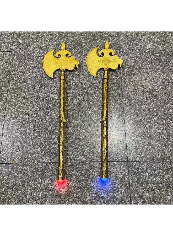 Travel Toys Children's Toys Monkey King Stainless Steel Ruyi Golden Hoop Stick Stall Toys-Color:Auto Telescopic Glow [Axe]]  - Image 1