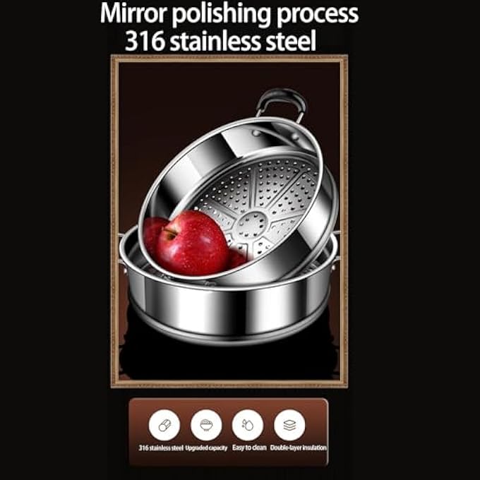 قدر بخار من الفولاذ المقاوم للصدأ، مقلاة بخار من الفولاذ المقاوم للصدأ، درج بخار، أدوات طهي المطبخ للكعك والمعجنات والبيض والمأكولات البحرية والوجبات والحلويات والألياف والشوربة المنزلية اليومية - Image 5