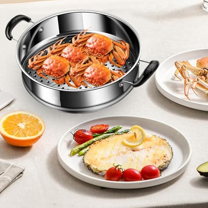 قدر بخار من الفولاذ المقاوم للصدأ، مقلاة بخار من الفولاذ المقاوم للصدأ، درج بخار، أدوات طهي المطبخ للكعك والمعجنات والبيض والمأكولات البحرية والوجبات والحلويات والألياف والشوربة المنزلية اليومية - Image 3