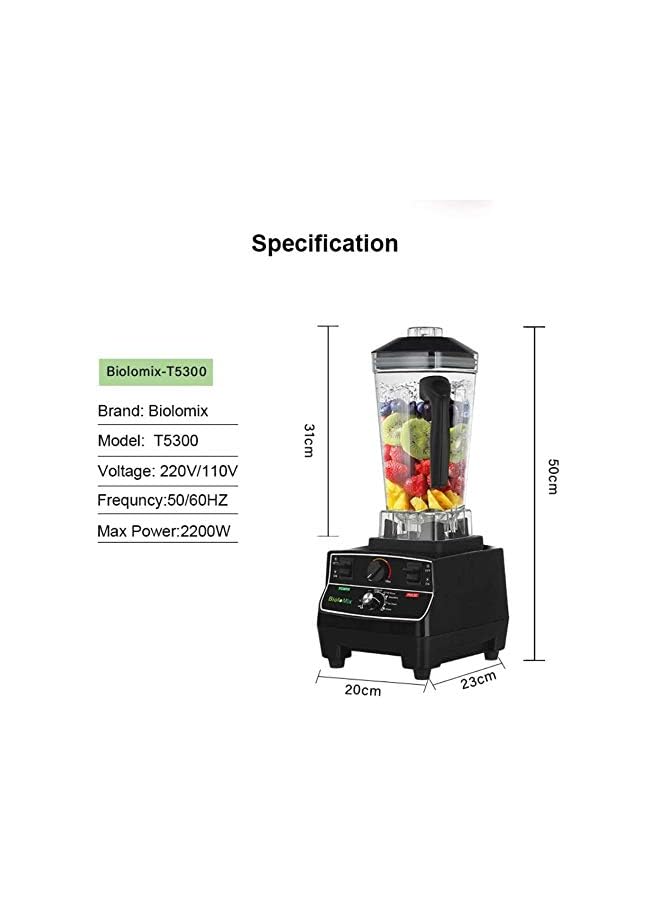Biolomix خلاط ذكي احترافي مبرمج مسبقًا، سعة 2 لتر، 2200 واط، عصارة، معالج طعام، كسارة عصائر الثلج. - Image 3