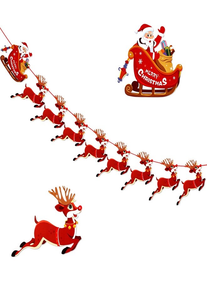 هواف زينة عيد الميلاد من HOWAF على شكل غزال الرنة، وراية زلاجة سانتا، وإكليل زينة معلق لحفلات عيد الميلاد، وزينة حفلات الشتاء، ورأس السنة، وأعياد الميلاد، وديكور منزلي للمدفأة والجدار والشجرة. - Image 3