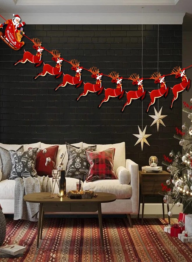 هواف زينة عيد الميلاد من HOWAF على شكل غزال الرنة، وراية زلاجة سانتا، وإكليل زينة معلق لحفلات عيد الميلاد، وزينة حفلات الشتاء، ورأس السنة، وأعياد الميلاد، وديكور منزلي للمدفأة والجدار والشجرة. - Image 4