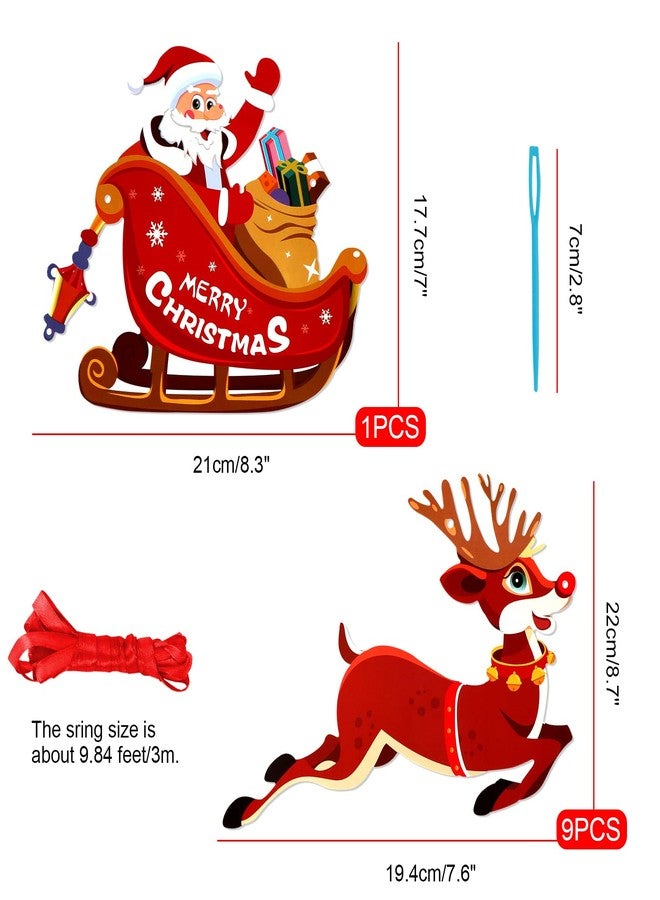هواف زينة عيد الميلاد من HOWAF على شكل غزال الرنة، وراية زلاجة سانتا، وإكليل زينة معلق لحفلات عيد الميلاد، وزينة حفلات الشتاء، ورأس السنة، وأعياد الميلاد، وديكور منزلي للمدفأة والجدار والشجرة. - Image 2