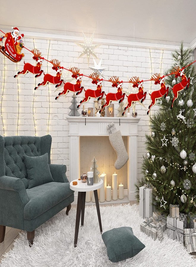 هواف زينة عيد الميلاد من HOWAF على شكل غزال الرنة، وراية زلاجة سانتا، وإكليل زينة معلق لحفلات عيد الميلاد، وزينة حفلات الشتاء، ورأس السنة، وأعياد الميلاد، وديكور منزلي للمدفأة والجدار والشجرة. - Image 5