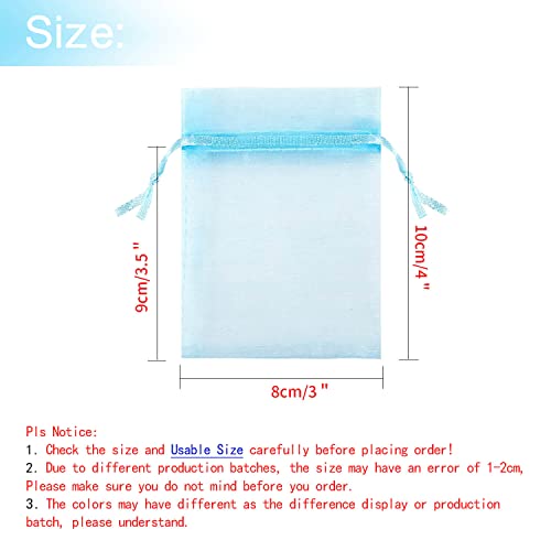 Bezall 50Pcs Organza Bags 3x4 inch, Sky Blue Baby Shower Favor Bags, Small Drawstring Mesh Jewelry Gift Pouches Wedding Party Candy Bag - Image 4