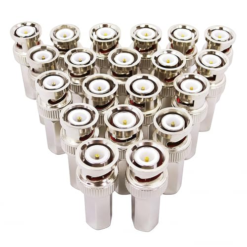 BeElion 20 PCS BNC Male Twist-on Connector for RG59 Coaxial Cable - 75 Ohm, Nickel-Plated Phosphor Bronze Housing, Brass Contacts - for CCTV Security Cameras - Image 1