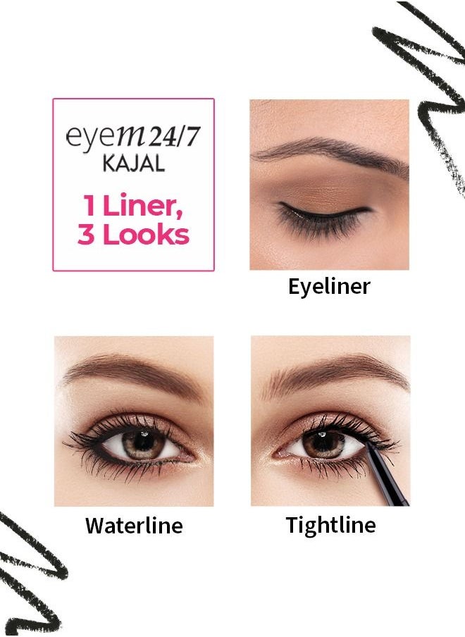 Nykaa - Eyem Bold Kajal With Free Sharpener - Deep Black 001 - Image 1