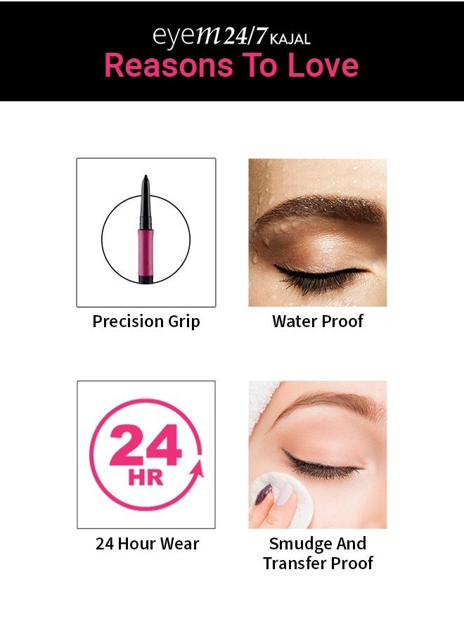 Nykaa - Eyem Bold Kajal With Free Sharpener - Deep Black 001 - Image 1