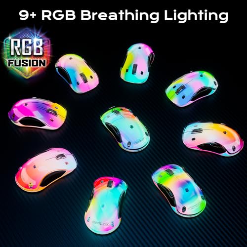 memzuoix 2.4G Aesthetic Wireless Mouse - Customizable Covers & LED Mood Lighting - Rechargeable Ergonomic Design, 5 Buttons, 1200 DPI for Office, Laptop, Mac - White - Image 3