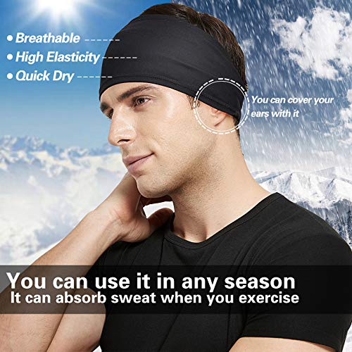 Acozycoo Mens Running Headband,5Pack,Mens Sweatband Sports Headband for Running,Cycling,Basketball,Yoga,Fitness Workout Stretchy Unisex Hairband (Black, red, Green, Dark Gray, Ocean Blue) - Image 3