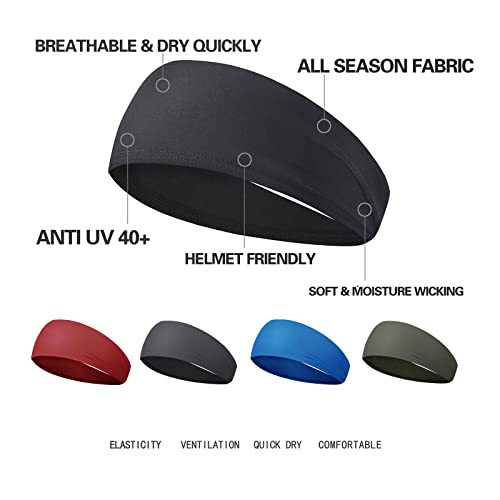 Acozycoo Mens Running Headband,5Pack,Mens Sweatband Sports Headband for Running,Cycling,Basketball,Yoga,Fitness Workout Stretchy Unisex Hairband (Black, red, Green, Dark Gray, Ocean Blue) - Image 5