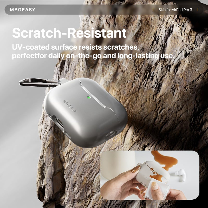 MAGEASY Designed for AirPods Pro 3 Case - Shockproof Protective Case for AirPods Pro 3, Stain-Resistant, Smooth & Skin-Friendly, Support Wireless Charging - Skin (Starlight) - Image 4