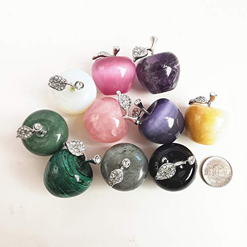 Bacatgem 1 Pcs Purple Cat's Eye Stone Apple Crystals and Healing Stones Figurines Collectibles,1.18Inchs Room Decor Christmas Decorations Office Gifts - Image 2