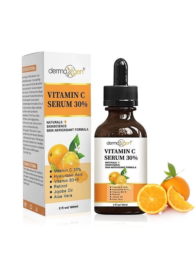 DERMAXGEN 30% Vitamin C Serum for Face, Hyaluronic Acid + Vitamin (B3 + E) + Jojoba + Aloe Vera- Natural & Organic Anti Wrinkle & Skin Rejuvenator Moisturizer Vitamin C for All Skin - (2 FL OZ) - Image 1