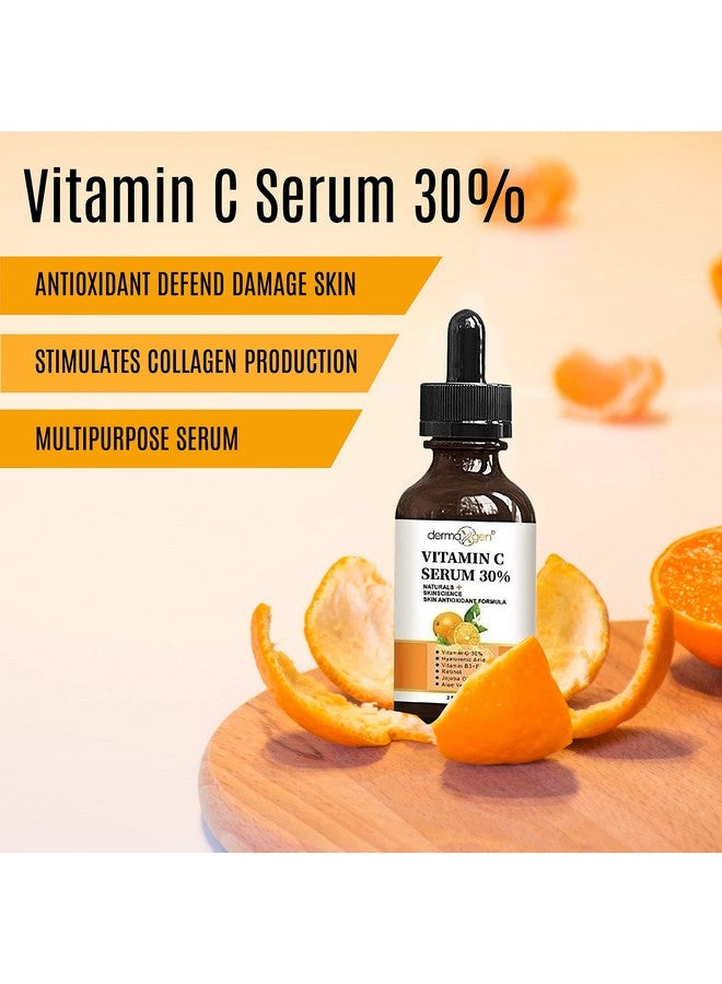 DERMAXGEN 30% Vitamin C Serum for Face, Hyaluronic Acid + Vitamin (B3 + E) + Jojoba + Aloe Vera- Natural & Organic Anti Wrinkle & Skin Rejuvenator Moisturizer Vitamin C for All Skin - (2 FL OZ) - Image 3