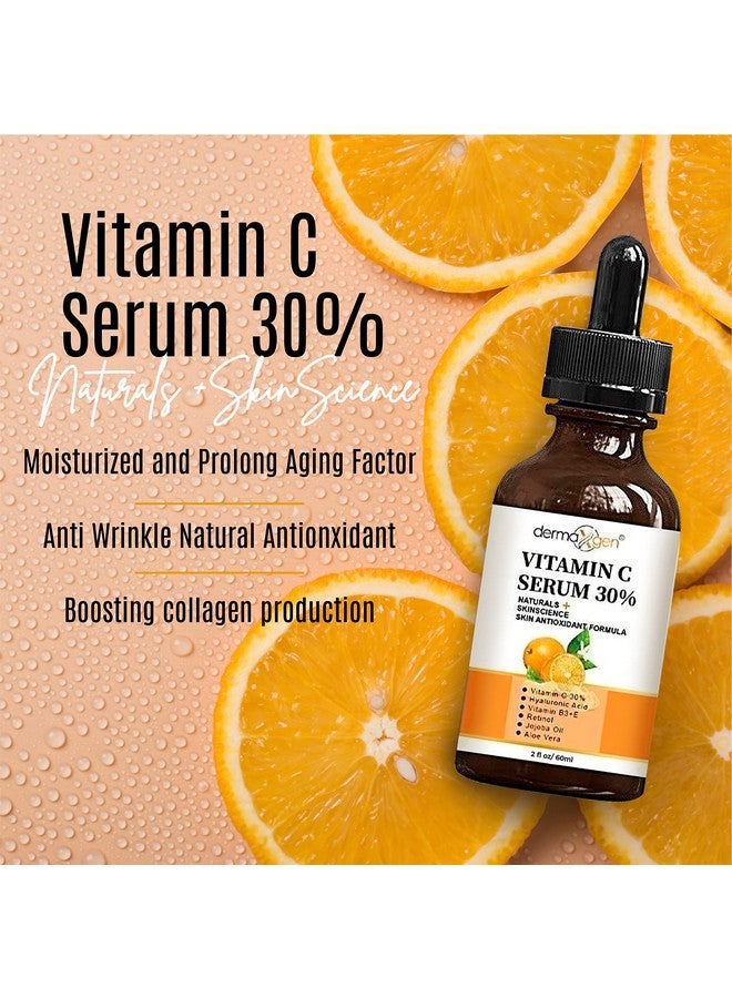 DERMAXGEN 30% Vitamin C Serum for Face, Hyaluronic Acid + Vitamin (B3 + E) + Jojoba + Aloe Vera- Natural & Organic Anti Wrinkle & Skin Rejuvenator Moisturizer Vitamin C for All Skin - (2 FL OZ) - Image 2