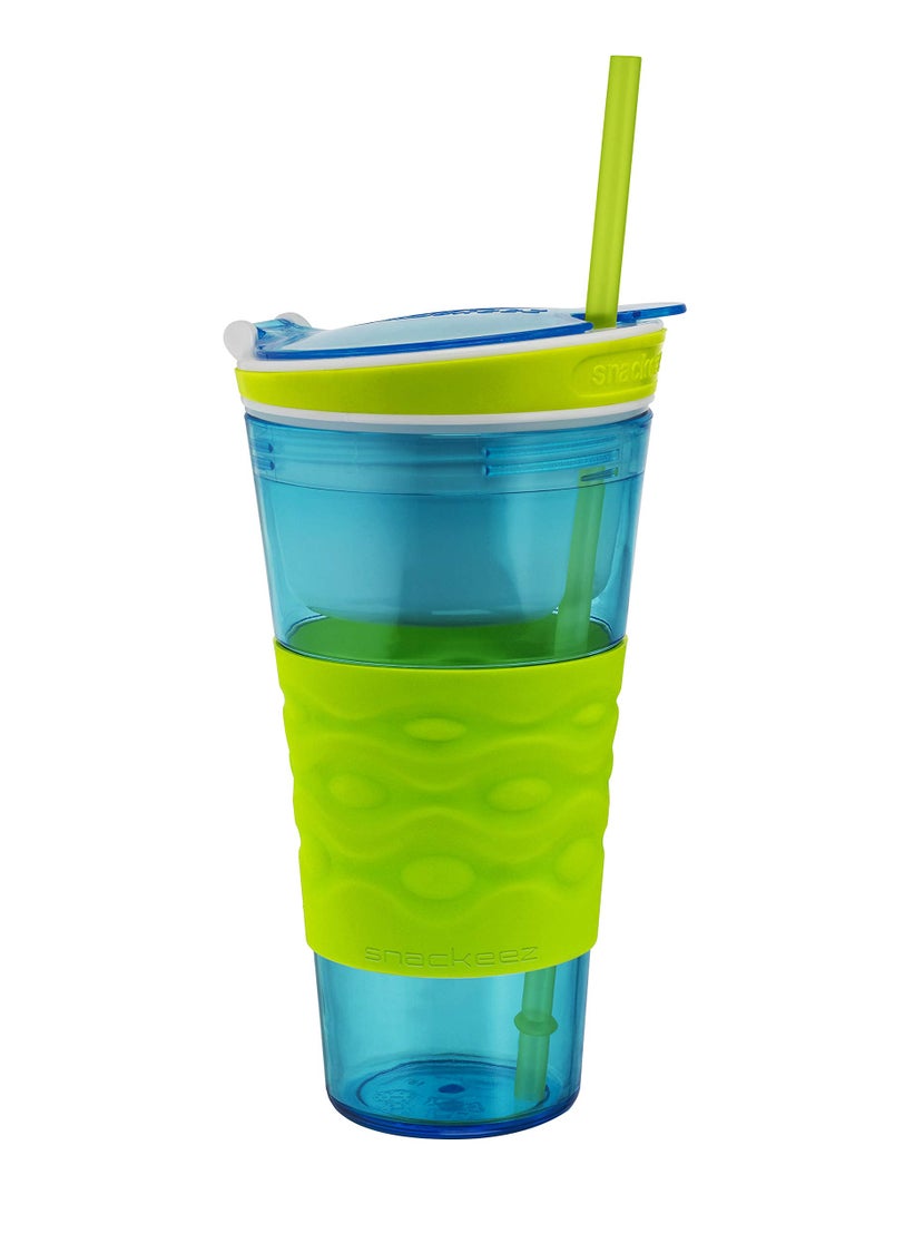 Snackeez Snackeez Travel Snack  Drink Cup with Straw Blue16 oz  - Image 1