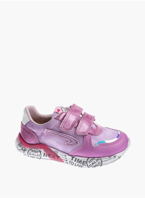 Girls' Panelled Sneakers With Hook And Loop Closure
