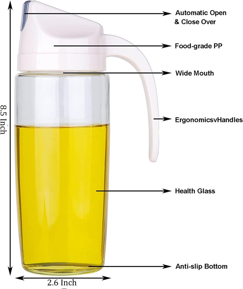 Cazuela Olive Oil and Vinegar Dispenser Bottle Set Automatic Flip Kitchen Cooking Oil Dispenser 600 ML Food Grade BPA Free PP Multi Color - Image 3