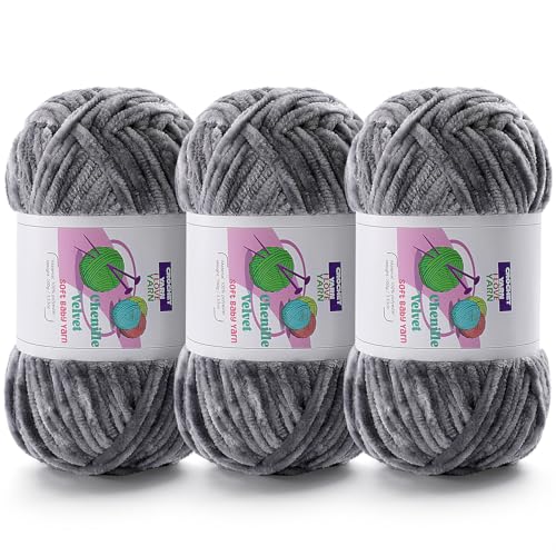 DAERBOF 3 Skeins Velvet Chunky Yarn Chenille Yarn for Crocheting and Hand Knitting Blanket Yarns for Making Scarves and Knitting Projects Amigurumi Crochet Yarn 335oz 3875yds - Image 1