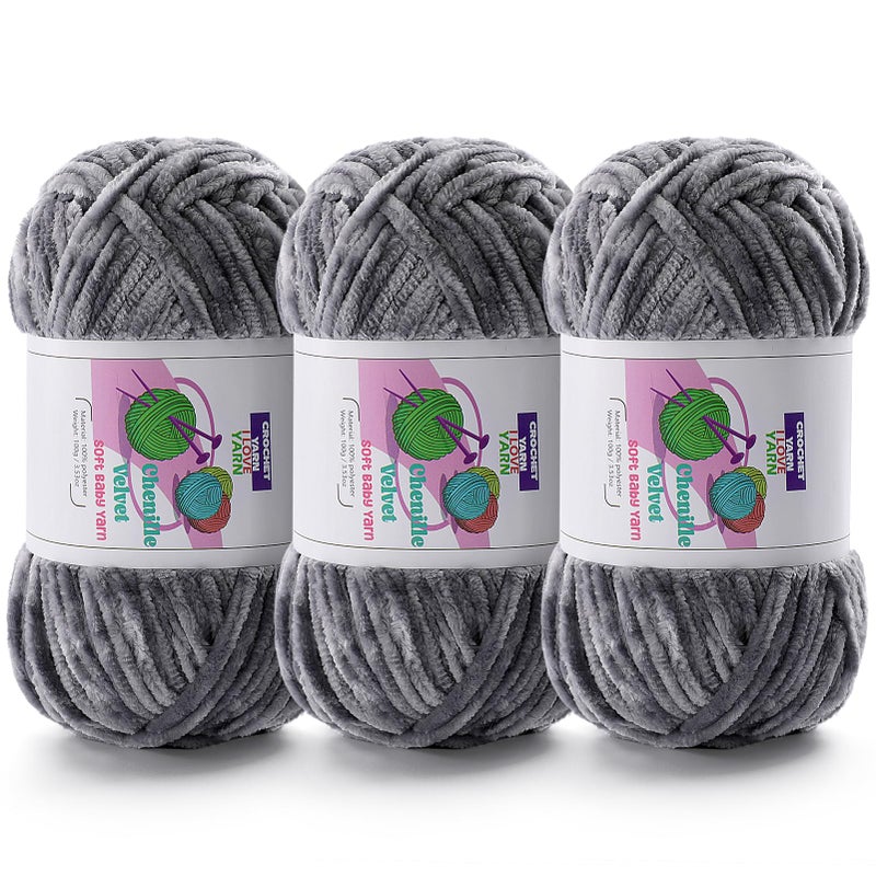 DAERBOF 3 Skeins Velvet Chunky Yarn Chenille Yarn for Crocheting and Hand Knitting Blanket Yarns for Making Scarves and Knitting Projects Amigurumi Crochet Yarn 335oz 3875yds - Image 3