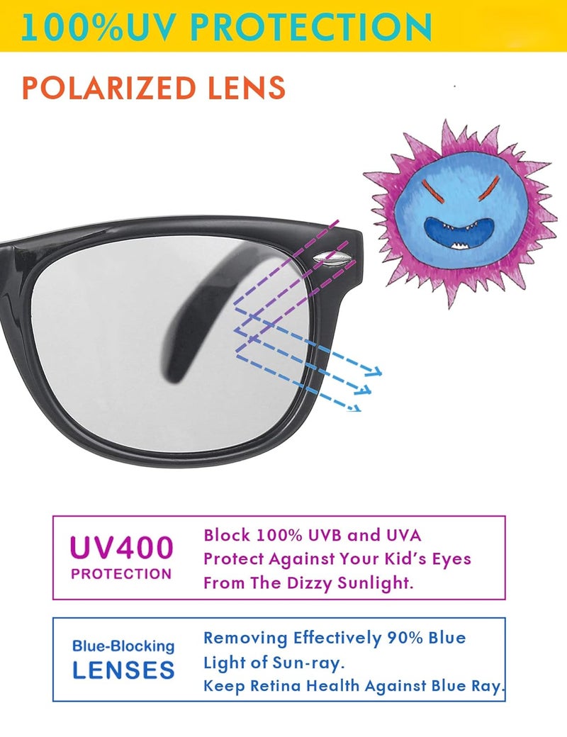 ROSSINI نظارات شمسية مرنة للأطفال ROCF ROSSINI قطبية غير قابلة للكسر للأطفال من عمر 2-8 سنوات مع علبة - Image 4