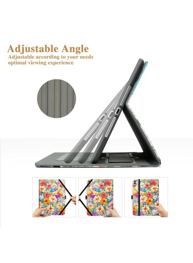 Vimorco Leather Case for iPad Air 4th/5th 10.9, for iPad Air 11 6th M2, for iPad Pro 11 inch 4th/3rd/2nd/1st Generation Cover,Pencil Holder&Handle&Pocket,Multiple Stand Protector, Oil Painting Flowers - Image 5