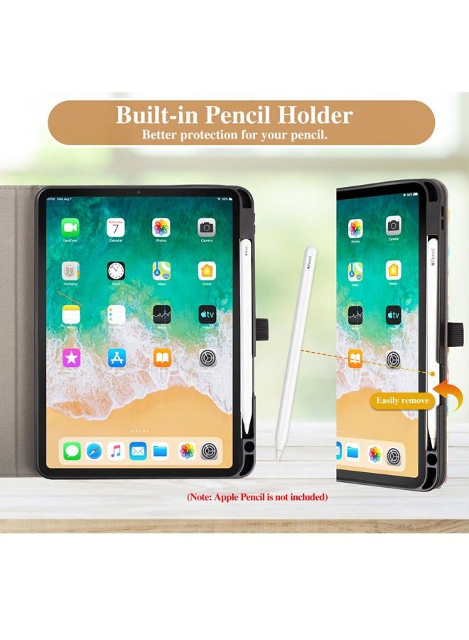 Vimorco Leather Case for iPad Air 4th/5th 10.9, for iPad Air 11 6th M2, for iPad Pro 11 inch 4th/3rd/2nd/1st Generation Cover,Pencil Holder&Handle&Pocket,Multiple Stand Protector, Oil Painting Flowers - Image 3