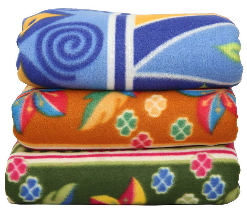 Goyal's Printed Fleece Warm Double Bed All Season Blanket 85 x 88 Inches 250 Thread Count - Multicolor (Pack of 5) - Image 4