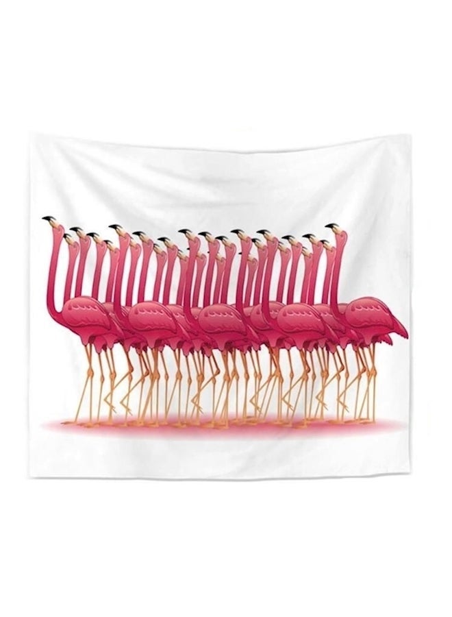 NIBEMINENT Flamingo Bird Wall Hanging Tapestry White/Red 150x130cm - Image 1