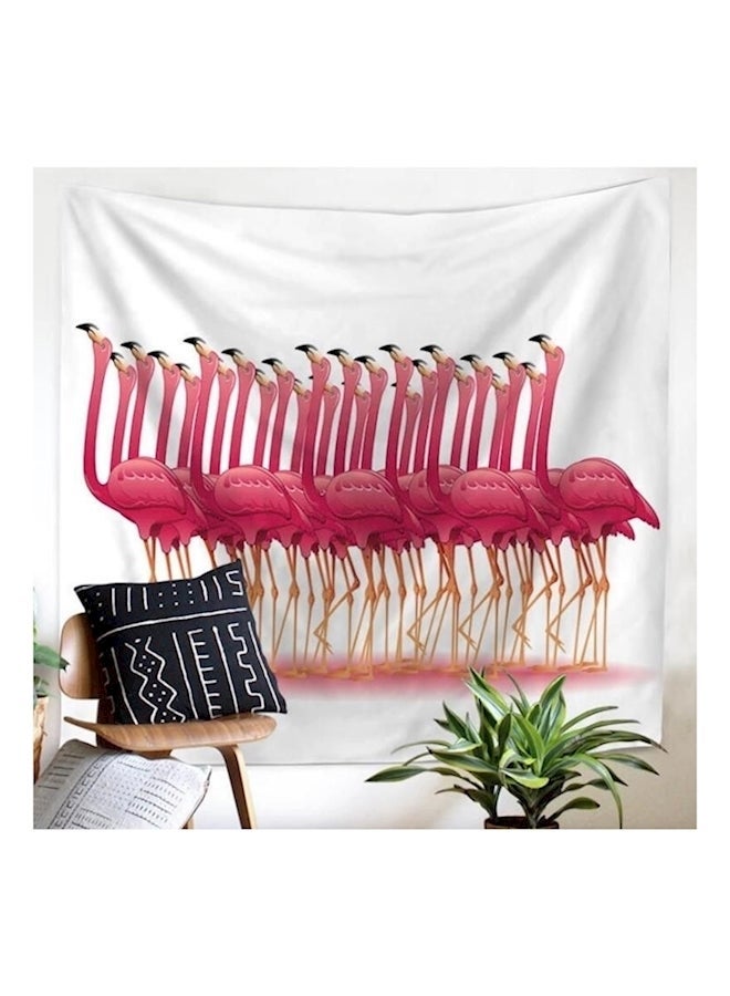 NIBEMINENT Flamingo Bird Wall Hanging Tapestry White/Red 150x130cm - Image 2