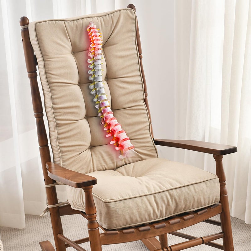 SUNROX Memory Foam Jumbo Rocking Chair Cushions, FadeShield Water Resistant Non Slip Durable Tufted Pads, Set of Seat & Back Cushion with Ties for Indoor/Outdoor Rocker, 2 Piece, Husk Birch - Image 1